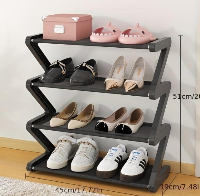 Easy-To-Assemble 4-Tier Z-Shaped Stackable Shoe Rack - Image 2