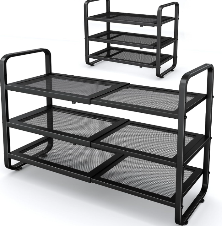 Expandable Multi-Tier Iron Mesh Shoe Rack – Easy-to-Assemble Home Entryway Organizer