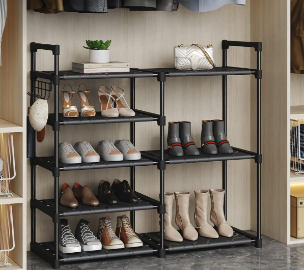 5-Tier Oxford Fabric And Tube-Frame Shoe Rack (Easy Assembly)