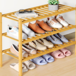 3-Tier Bamboo Shoe Rack With Reinforced Vertical Slats