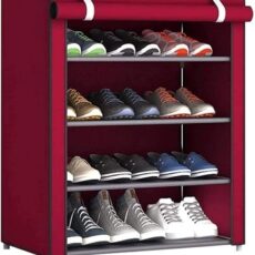 Multi-Tier Easy-to-Assemble Floor-Standing Shoe Rack with Dust-Proof Non-Woven Cover – Entryway/Foyer Storage