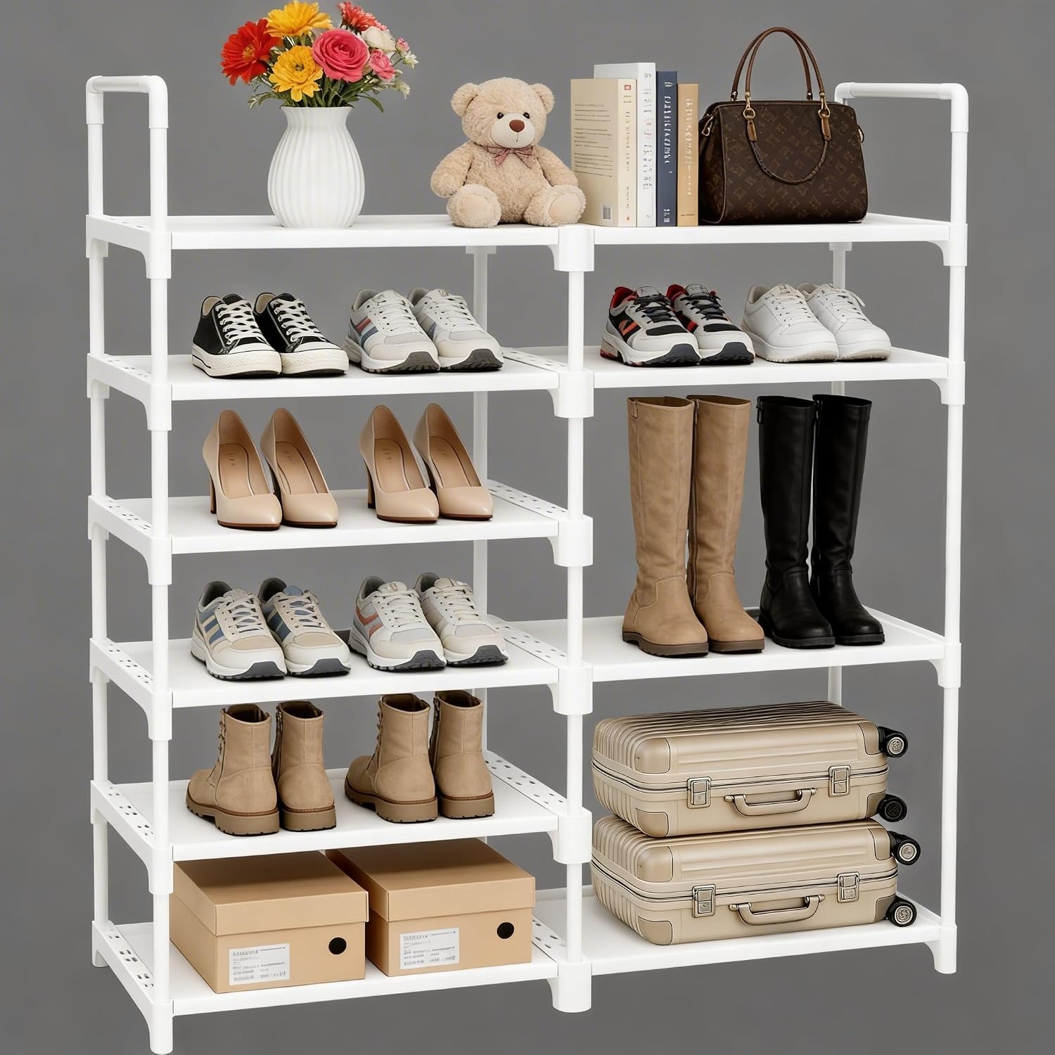 6-Tier High-Capacity Floor-Standing Shoe Rack – Suitable for Closets, Entryways, and Garages